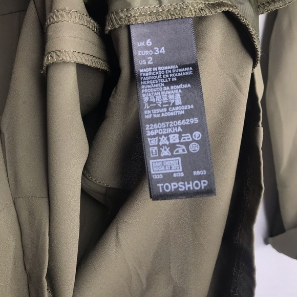 TOPSHOP Natural Drape Front Short Green Romper 2 - Picture 12 of 14